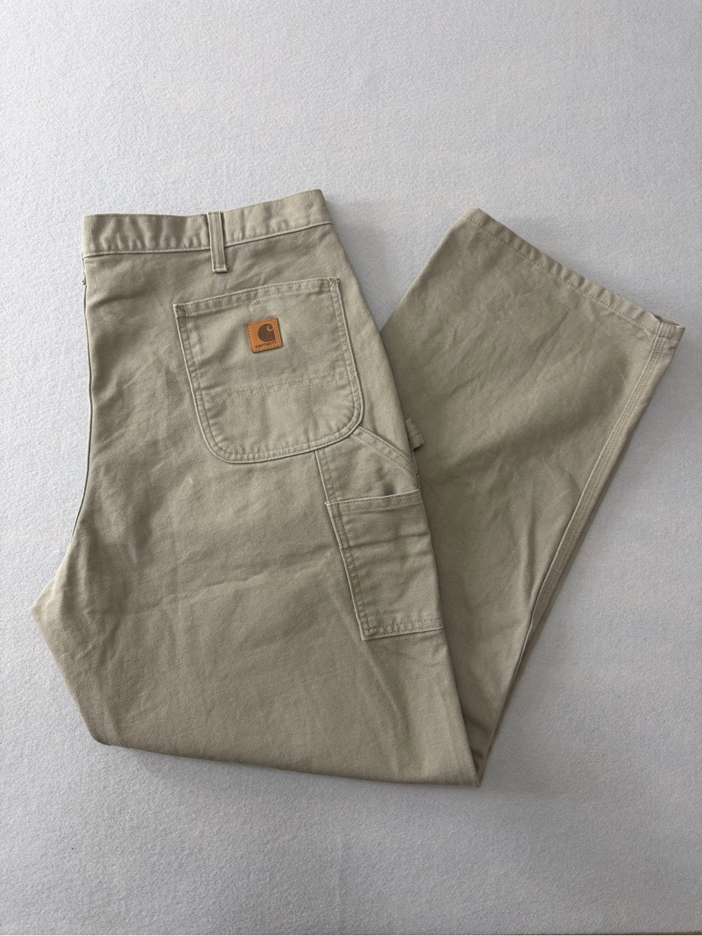 207/513 Carhartt B11 DES Original Dungaree Fit Work Pants 42x32 Khaki